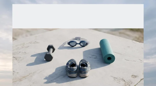 Quatre silhouettes de pratiques sportives différentes (natation, course, yoga, musculation) réparties dans un cercle symbolisant un cycle annuel de motivation