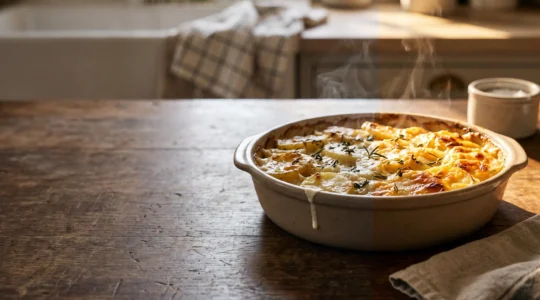 Assiette gastronomique allégée présentant un plat traditionnel revisité, symbole d'une cuisine à la fois légère et savoureuse
